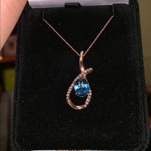 Le Vian Genuine Blue Topaz and Diamond Necklace